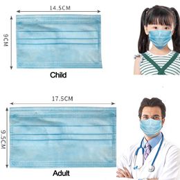 Mascarillas desechables a prueba de polvo para niños Filtro de 3 capas Tela fundida por soplado Máscara no tejida PM2.5 Ear-loop