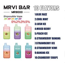 bouffées jetables vapes Mrvi Bar 8000 E-cigarettes jetables 15 ml bobine de maille préremplie jetable Vape Pen Pod