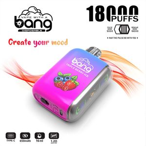 18000 PUFF BANG 9000 bladerdeeg Twee sets wegwerpvapes e-sigaret Grote dampnetspoel Digitale Smart Display oplaadbare batterij 9k trekjes 18k trekjes vaper Goede flaovrs