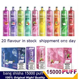 Bang Bang Shisha 15000 Puffs Vaper Vaper préfabillé Vapes Mesh Coil Vapeur Détachable Airmable Airflow Pod E-cigarettes Puff 15K Bang Hobeil 20 FLAVORS