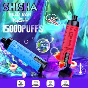 Barre d'alimentation d'origine 15000 Puffs Shisha Vapes jetables Bang 15k Affichage numérique Vercette électronique Vaper Rechargeable Airflow AL ALLABLABLE AL
