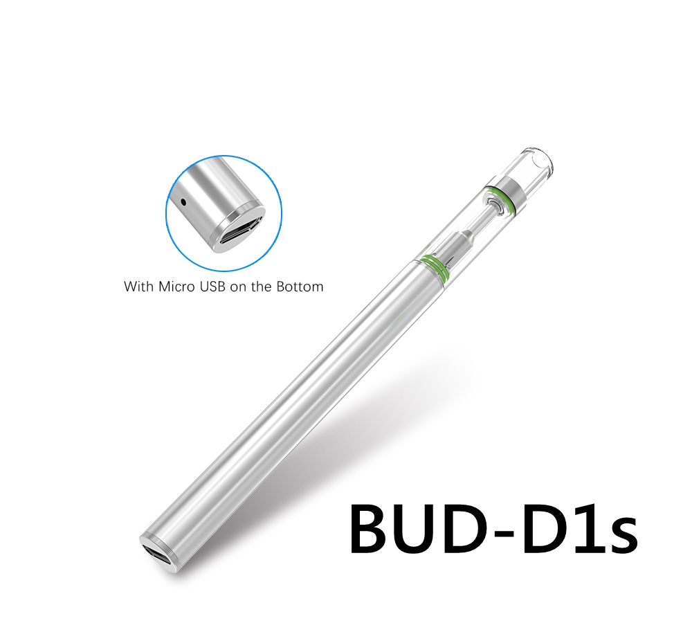 Wegwerp lege vape pen d1s e-sigarette starters kits 310 mAh batterij 0,5 ml glazen tankverdamper pennen met oplaad USB-poort