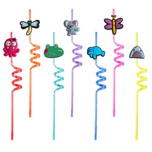Disposable ers Animal Themd Crazy Cartoon Sts Decoration Supplies Birthday Party Favors Plastic St Girls Decorations Brinking for Sum OT3GM