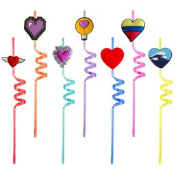 Disposable ers Love Themed Crazy Cartoon STS For Sea Party gunsten Plastic St Girls Decoraties Drinkbenodigdheden Childrens Birthday Re Otoau
