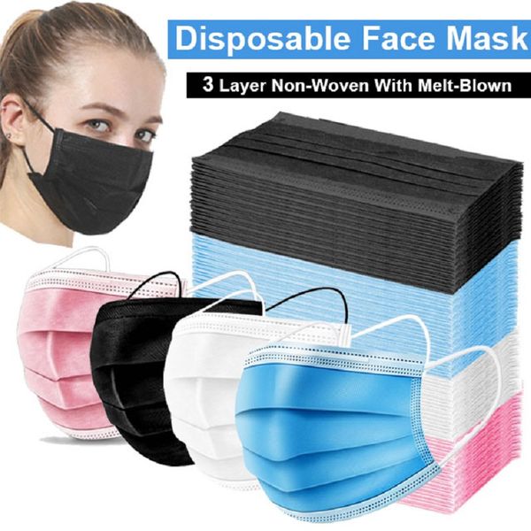 Mascarilla desechable Mascarilla de protección facial de 3 capas y mascarilla de salud personal con cara de boca con gancho para la oreja