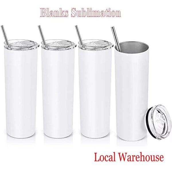 Sublimación blanca en blanco 20 oz Vasos rectos Vasos para viajes de bricolaje Hogar Botellas de agua Accesorios de cocina Tazas Entrega rápida de DHL