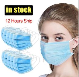 Wegwerp gezichtsmaskers 3-laags oorlus Stof mondmaskers Hoes 3-laags niet-geweven masker Zacht ademend buiten