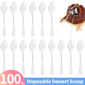 Couverts jetables 100 PCS Scoop Scoop Plastic Mini Ice Cream Spoon Western Wedding Party Table Varelle ACCESSOIRES ACCESSOIRES