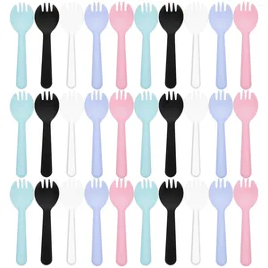 Cubiertos desechables, 100 Uds., utensilios de plástico, Sporks, cubiertos, cuchara, tenedores, cucharas, utensilios a granel para fiesta