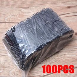 Flatware desechable 100pcs/bolsa mini transparentes transparentes horquillas barbineras barras de barbacoa en el hogar comedor plástico pastel de plástico frutas frutas recolectas de brocheta para parte