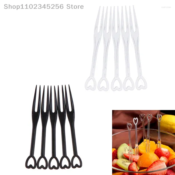 Cubiertos desechables, 100 unids/bolsa, Mini tenedor de fruta, tenedores de plástico para fiesta, palos para barbacoa, juego de brochetas, comida para comedor en casa, pastel, 100