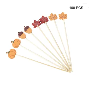 Couverts jetables, 100 pièces, choix de nourriture, gâteau, Dessert, salade de fruits, fourchette, feuille de citrouille, cure-dents, vente en gros