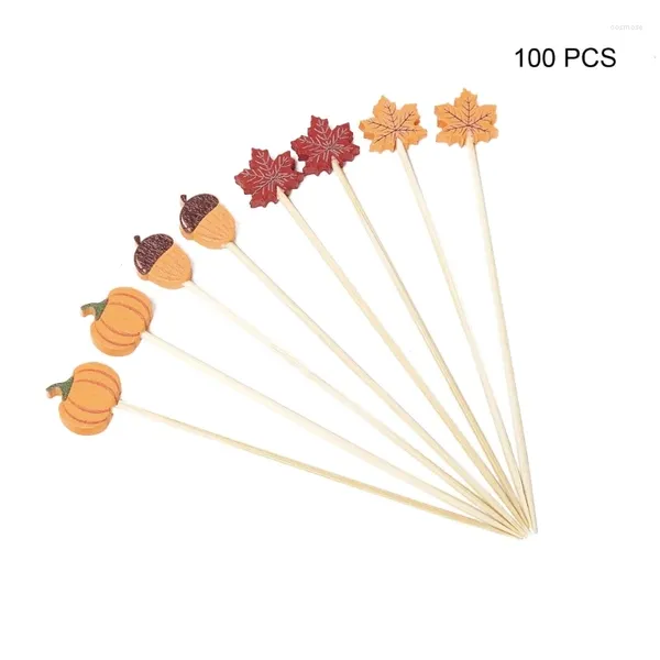 Couverts jetables, 100 pièces, choix de nourriture, gâteau, Dessert, salade de fruits, fourchette, feuille de citrouille, cure-dents, vente en gros