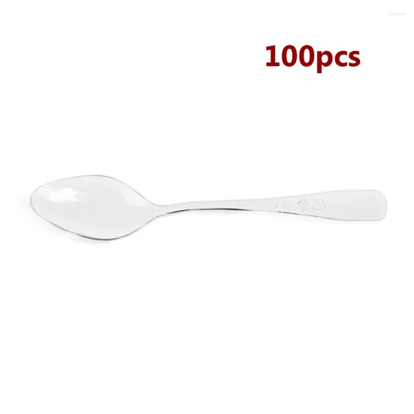 Cubiertos desechables 100 piezas Cucharas para batidos de té con leche PS Plástico duro Pasteles de frutas Cuchara transparente para picnics Banquetes Restaurantes Cocinas