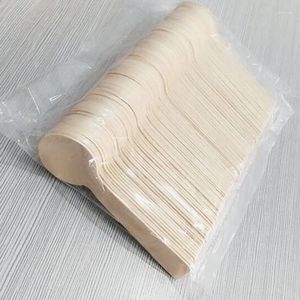 Cubiertos desechables 100 unids/set Mini cucharas de madera grado alimenticio respetuoso con el medio ambiente azúcar sal exfoliante Biodegradable helado postre