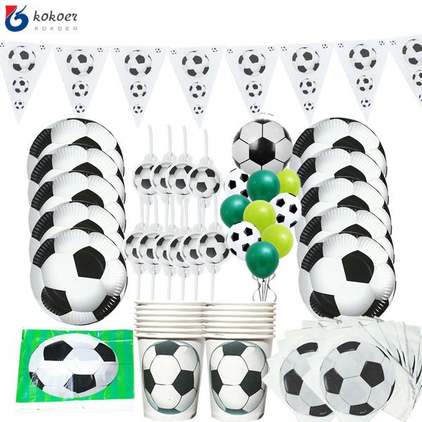Couverts jetables 1 ensemble, décoration de fête d'anniversaire, Football, vaisselle à thème, décor pour garçon 230216