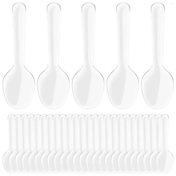 Cubiertos desechables, 200 Uds., cucharas de plástico, transparentes, ligeras, para pastel, helado, pudín, postre