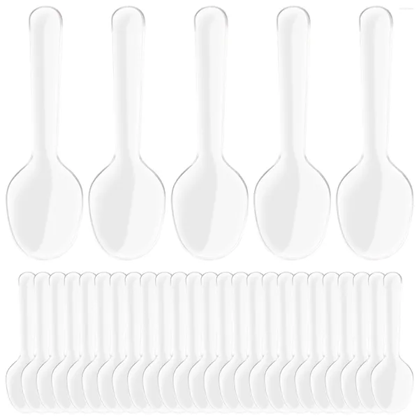 Cubiertos desechables Juego de cucharas de plástico de 200 piezas Juego de cucharas transparentes Cucharaditas de plata Cubiertos pequeños