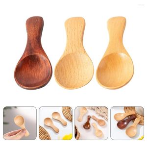 Wegwerp Flatware 3 PCS TEA SPOONS HOUT Small Scoops Mini kruiden houten koffiebenodigdheden kruiden kortgreep draagbaar