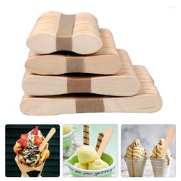 Couverts jetables 50/100 pièces artisanat bâtonnets de crème glacée faits maison en bois Popsicle Dessert bricolage accessoires naturels
