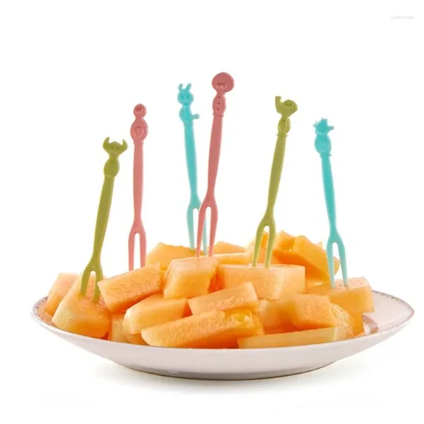 Flatware desechable 50 piezas seleccione frutas seleccionadas de alimentos lindas palillos de dientes material de plástico para alimentos