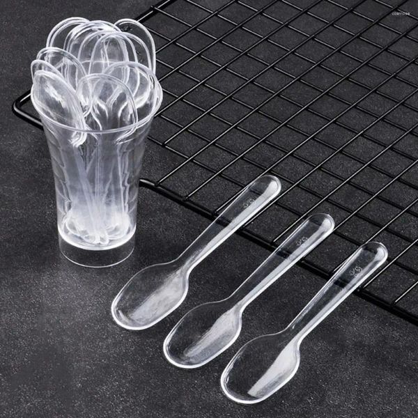 Cubiertos desechables, Mini cuchara de helado de plástico, cuchara de postre, vajilla para fiesta de boda occidental, accesorios de cocina, herramienta, 500 Uds.