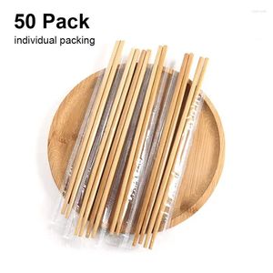Couverts jetables 50 paires baguettes en bambou Restaurant El baguettes emballage individuel Pot nouilles Sushi vaisselle