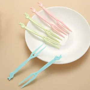 Couverts jetables 50pcs Fruit Fork Set Mini Cartoon Enfants Snack Cake Dessert Food Pick Spure de dentif