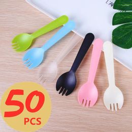 Wegwerp Flatware 50 stks/set plastic lepels vorken voor cake ijs salade dertsoepthee koffiefeest bakwinkels bakken winkelen