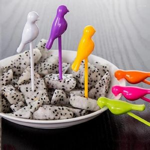 Wegwerpbestek 6 stuks voor creatieve vogelkooi Fruitvork Tandenstoker Plastic standaardhouder Groothandel