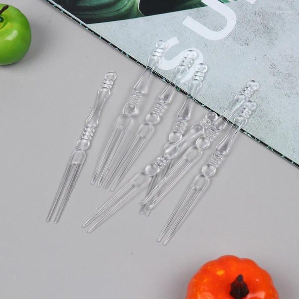 Couverts jetables 80pcs Mini fourchettes transparentes transparentes pour la fête bâtons de barbecue pics brochette ensemble maison à manger nourriture gâteau fruits fourchette en plastique