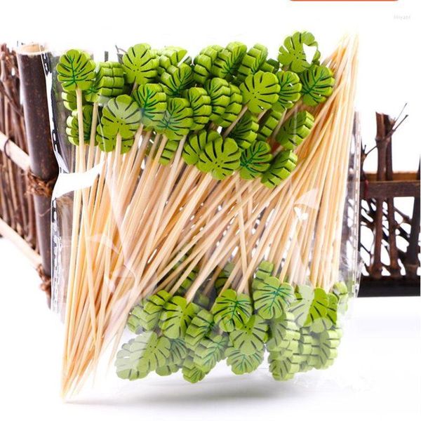 Cubiertos desechables Bambú 100 piezas Selecciones Comida Cóctel de frutas Palillos hechos a mano Picnic Navidad Suministros para fiestas de Halloween Decoración
