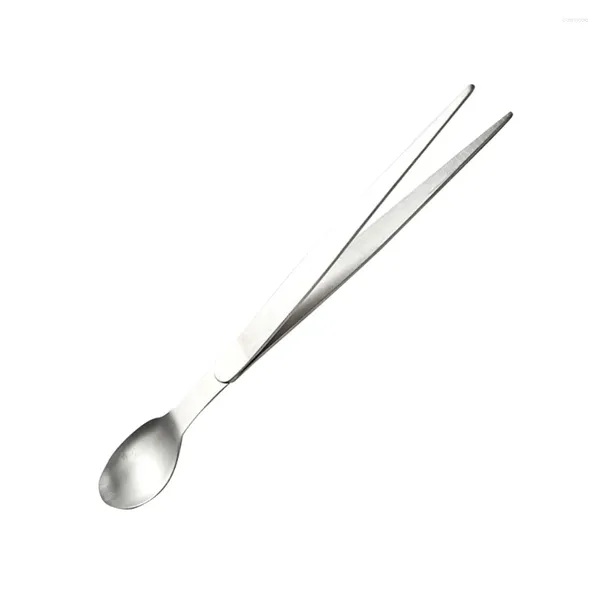 Cubiertos desechables, cuchara de prueba de sabor de acero inoxidable para café, cucharas para condimentos, pinzas para palillos