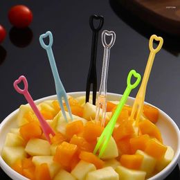 Couvercles jetables Fruit Fork Snack Aliments Grade Cœur en plastique