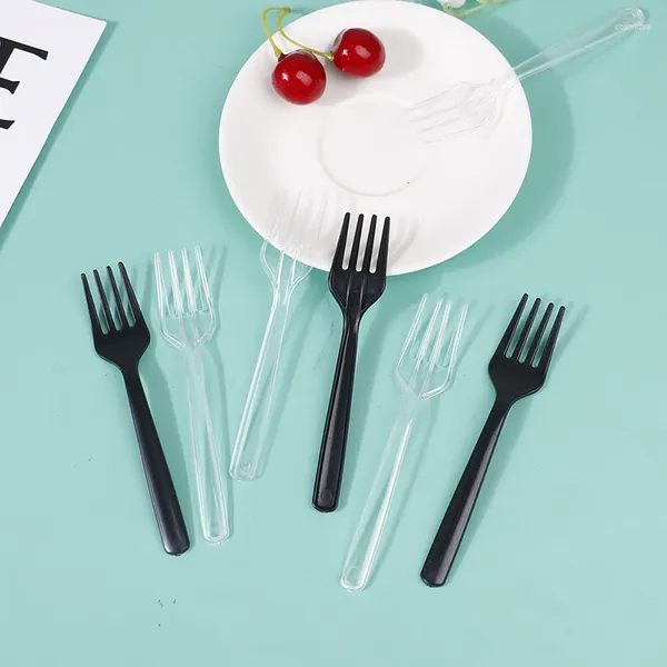 Dispostable Flatware Home Dining Plastic Party Forks BBQ Sticks Picks Cake Food Cake Fruit Fork Fork Transparent