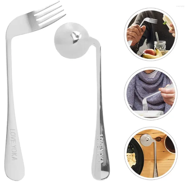 Couverts jetables Old Man Elbow Fork alimentation alimentaire Spoon en acier inoxydable Ustensile Patients ergonomiques