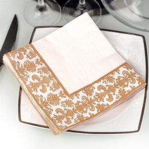 Wegwerp Flatware Paper servetten Cocktail Tissue Napkin Golden Tea Golden Party Decoratief restaurant Gedrukt Dagelijks gebruik 230216