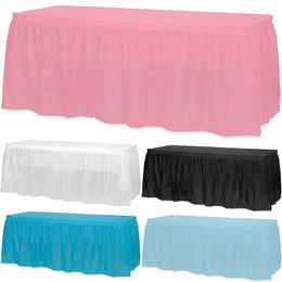 Juego de manteles y faldas de plástico rosa desechables, cubierta a prueba de manchas para Baby Shower Girl, decoración de fiesta de cumpleaños 230216