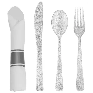 Wegwerp Flatware Plastic bestek HEAVE DIERTAAR DIERBARE DICE HUISHOUDEN EL KIT Kitchengerei Bruiloft