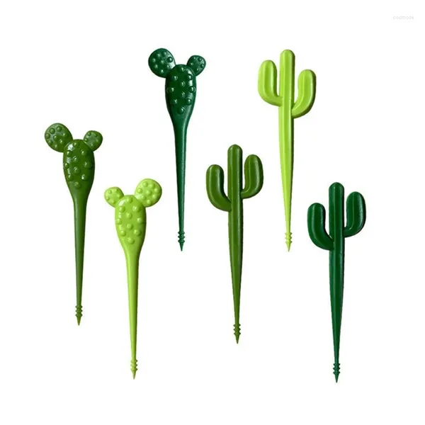 Flatware desechable de plástico frutas de fruta de plástico lindo pastel de postre palillos de dientes alimentos seleccione material en forma de cactus para fiesta