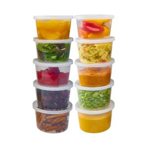 Wegwerpvoedselcontainers 8oz 12oz 16oz Voedselopslag PP Plastic bekercontainer met deksels