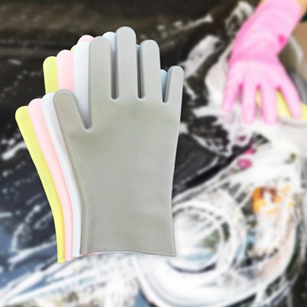 Guantes desechables, 1 par, 4 colores, limpieza de lavavajillas, goma de silicona, guante para lavar platos para fregador doméstico, herramienta de limpieza de cocina LDY138