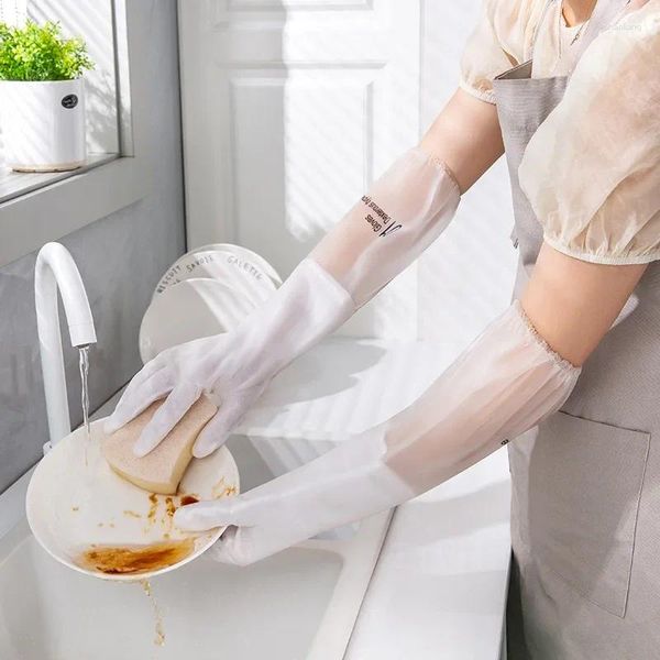 Guantes desechables 1 par de cocina duradera para el hogar Lavado de platos Tareas domésticas Lavado fino Ropa Impermeable Dioses de limpieza alargados