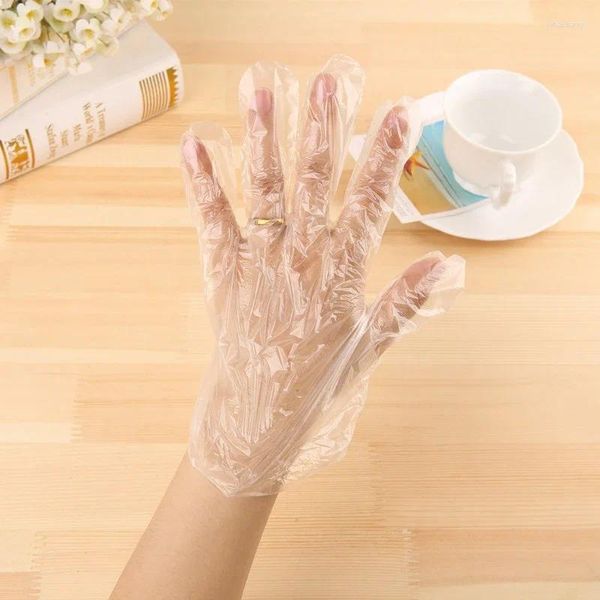 Gants jetables 100 pcs / lot Huile transparente en plastique - Proove étanche cuisine protéger l'outil de nettoyage des ménages