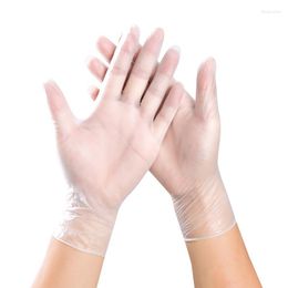 Gants jetables 100 pièces PVC translucide sans latex sans poudre pour la manipulation des aliments domestiques taille S/M/L