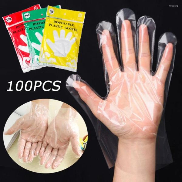 Guantes desechables 100 Uds. Manoplas transparentes de calidad alimentaria respetuosas con el medio ambiente, frutas de plástico higiénicas limpias e impermeables para el hogar