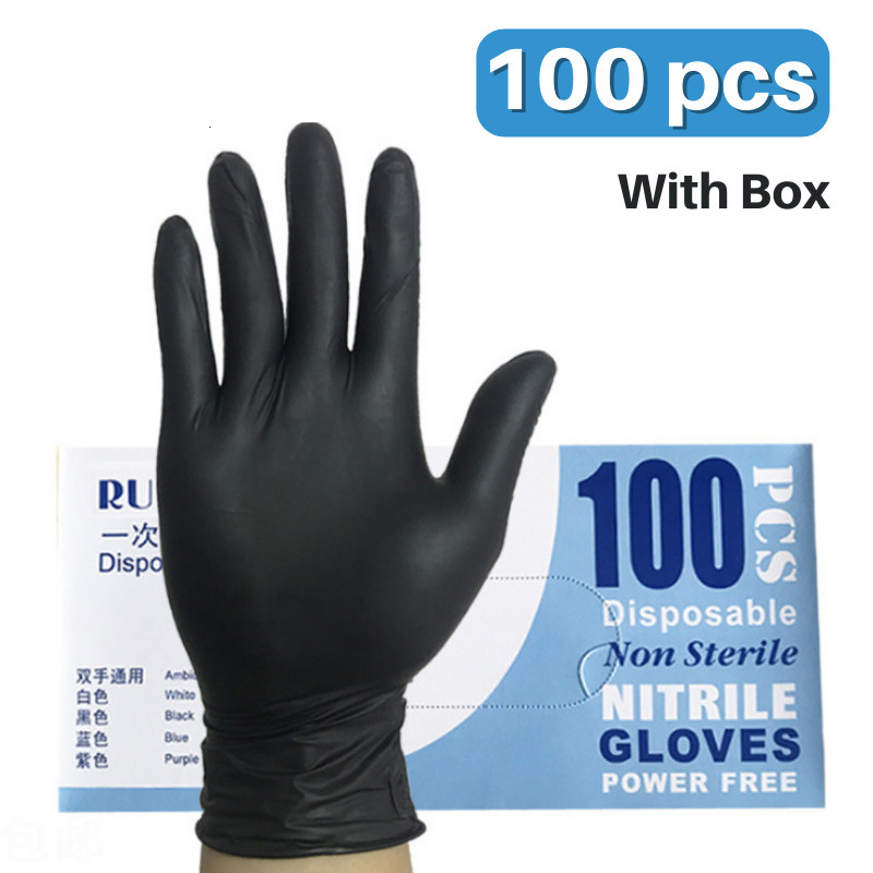 使い捨て手袋100PCSニトリルキッチン家庭用ラボガーデンクリーニング用ラテックスパウダーフリー230531