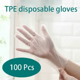 Gants jetables transparents TPE sans Latex, 100 pièces, pour laboratoire de coiffure, travail propre, accessoires de cuisine en caoutchouc
