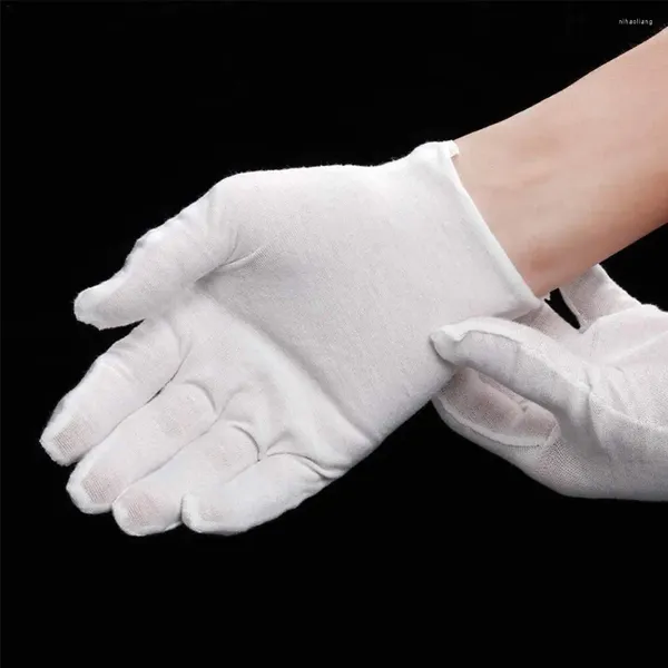 Gants jetables 10pcs coton blanc confortable outil de nettoyage ménagers respirant ultra-mince et inspection de bijoux en argent