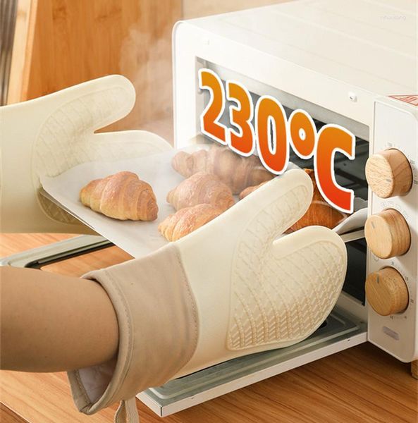 Gants jetables 2/5 doigts résistants à la chaleur isolés en silicone épais cuisine cuisson four à micro-ondes antidérapant